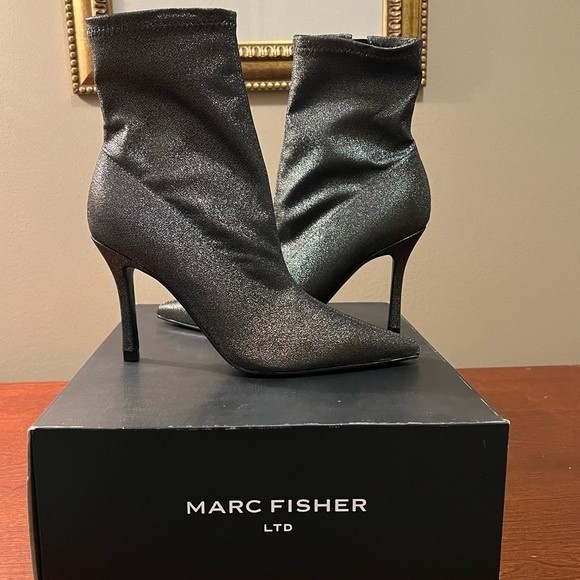 Marc Fisher LTD Womens Kellen High Heel Pointed Toe Ankle Boots Shoes Pewter NEW - Picture 14 of 15